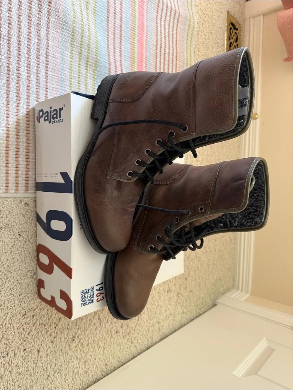 Pajar EU43 Men's Brown Leather Lace-Up Winter Boots